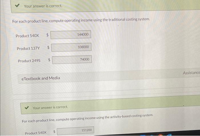traditional costing system. Product 540X For each product line, compute operating income