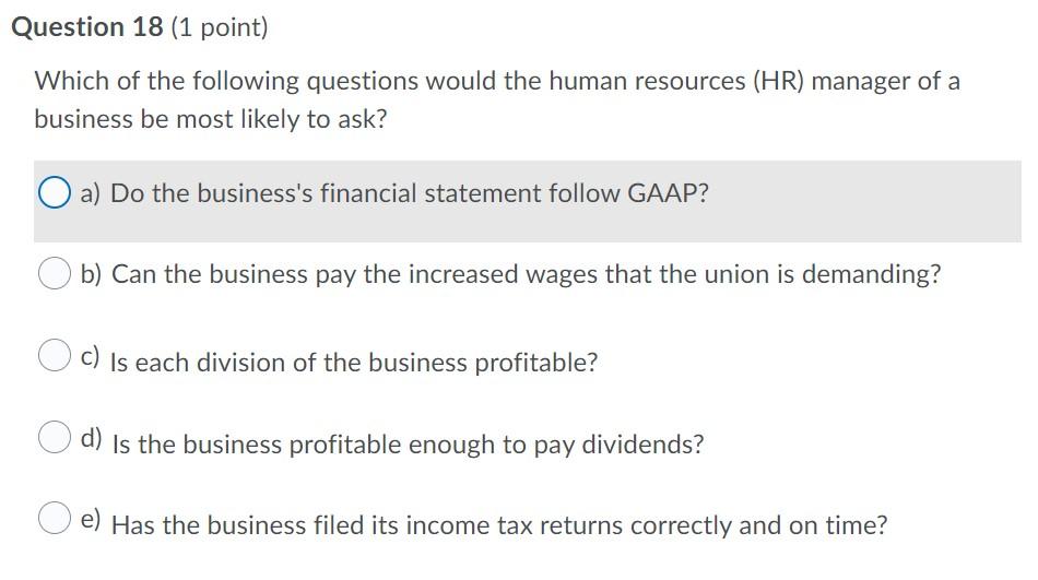 followed Question 17 (1 point) A company changed its inventory costing formula