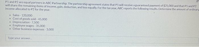Please help P1 and P2 are equal partners in ABC Partnership.