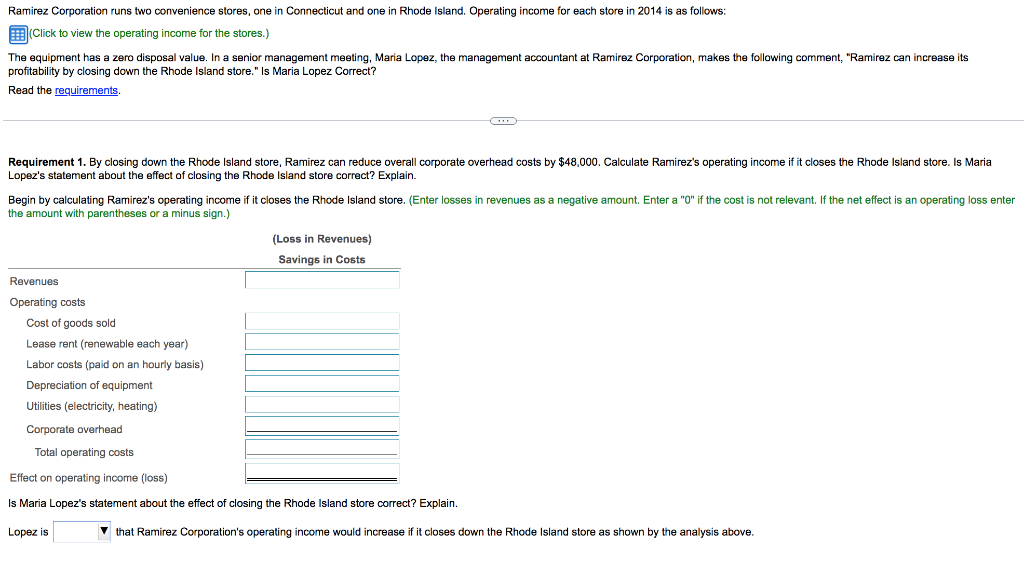  I really need help with this Ramirez Corporation runs two convenience