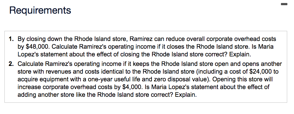 closing the Rhode Island store correct? Explain. the amount with parentheses or