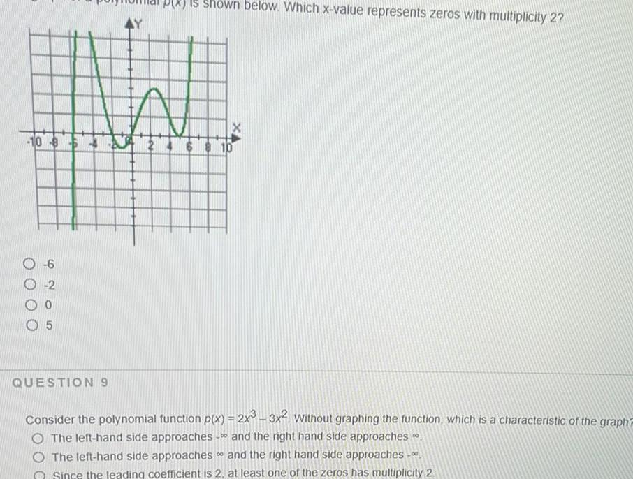 zeros with multiplicity 2 X DETE DE MEJO QUESTION 9 Consider the