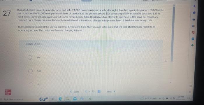 - $73 d - $84 Burnt industries currently manutactures and sells 24,000