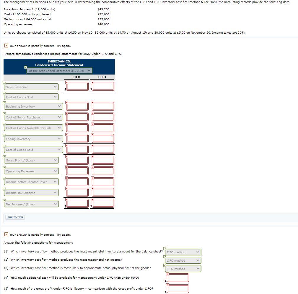  Please answer everything outlined in red. The management of Sheridan Co.