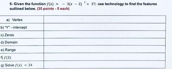  5 Given the function f x 3 x 2 27 use