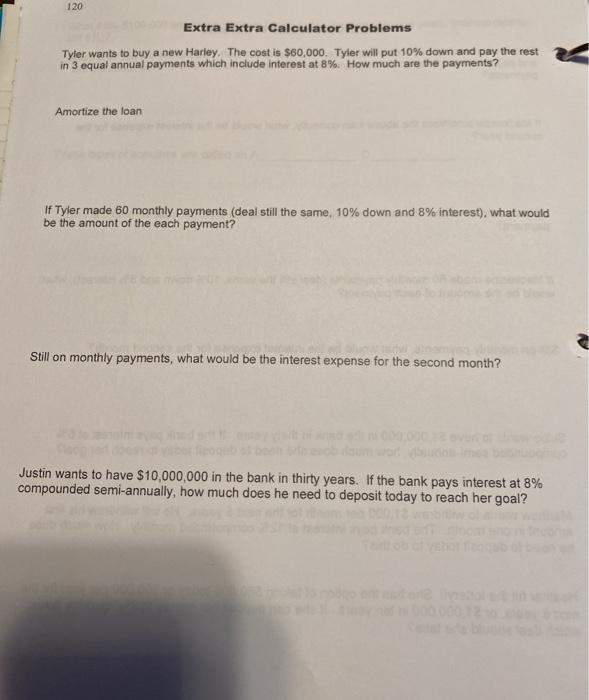  please solve 120 Extra Extra Calculator Problems Tyler wants to buy