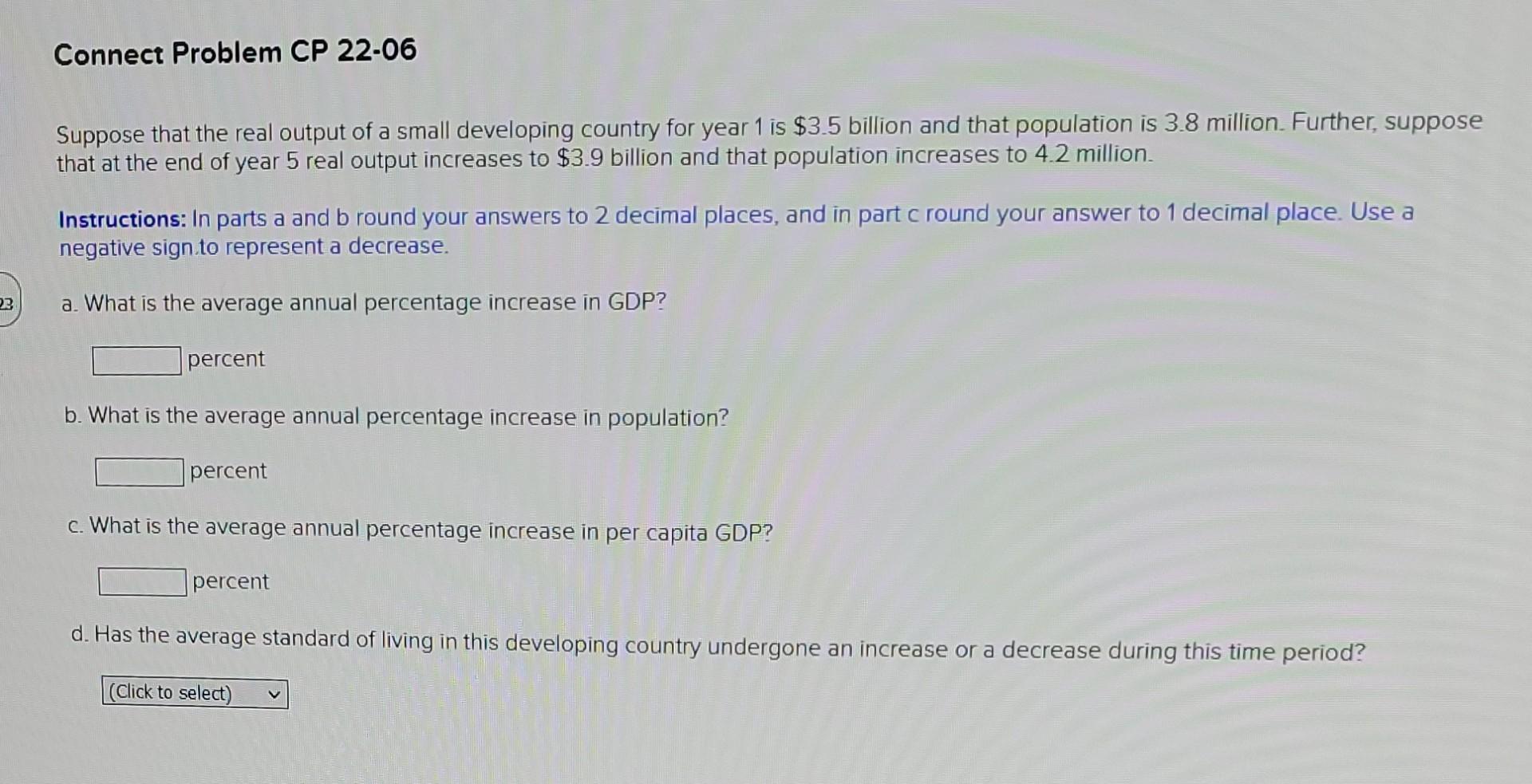 small developing country for year 1 is $3.5 billion and that population