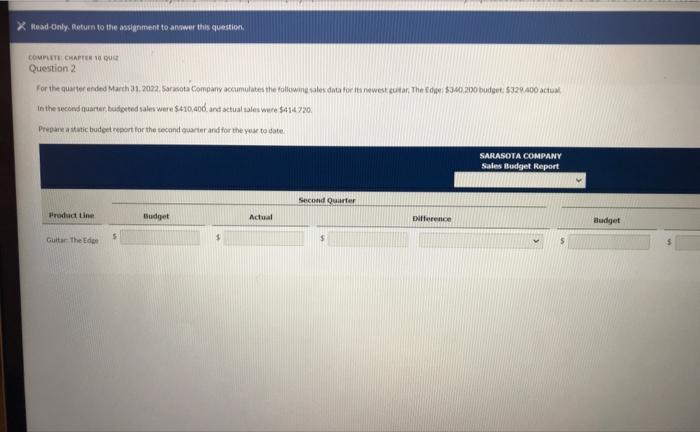  please reply!!!!! Question 2 In the second nuarter budgeted sales were
