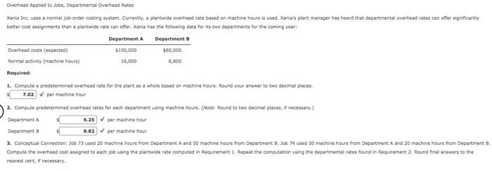  help please show the work Overhead Applied to Jobs, Departmental Overhead
