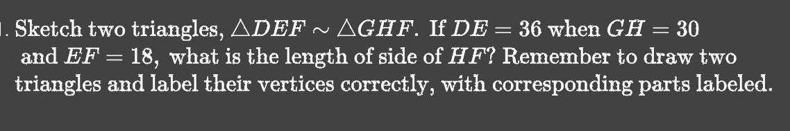 and EF 18 what is the length of side of HF Remember