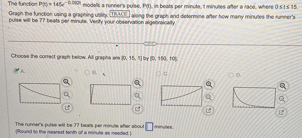 pulse P t in beats per minute t minutes after a race