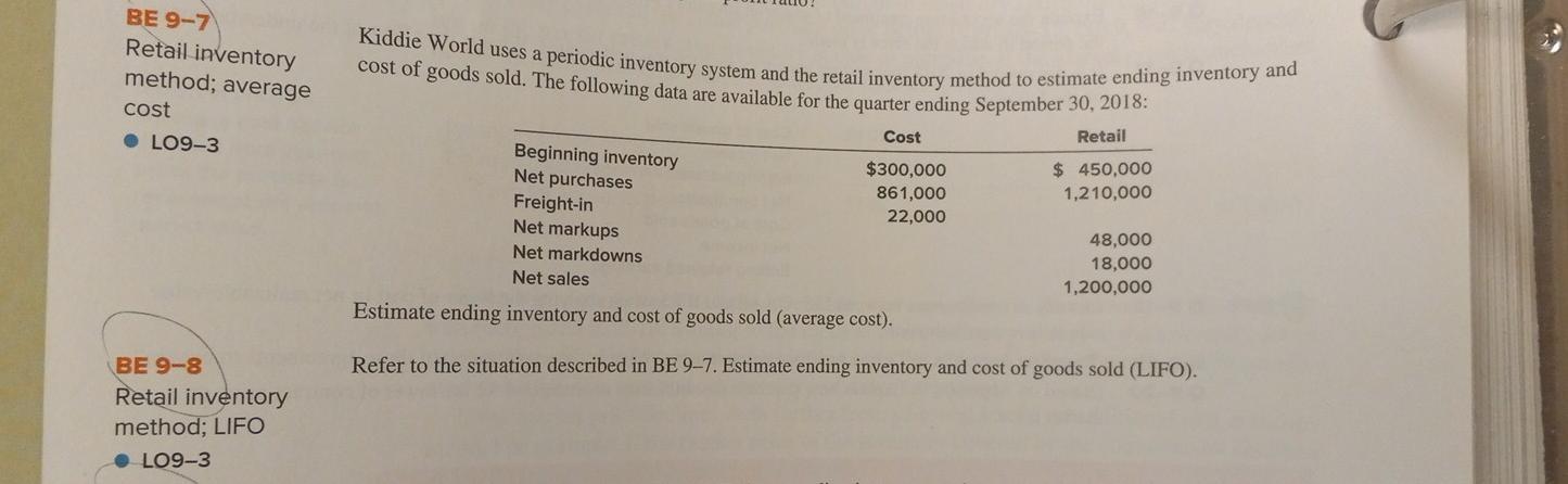 periodic inventory system and the retail inventory method to estimate ending inventory
