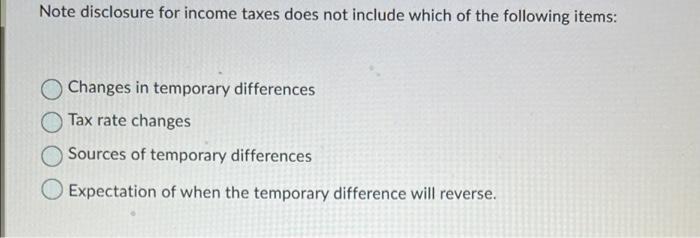 include which of the following items: Changes in temporary differences Tax rate