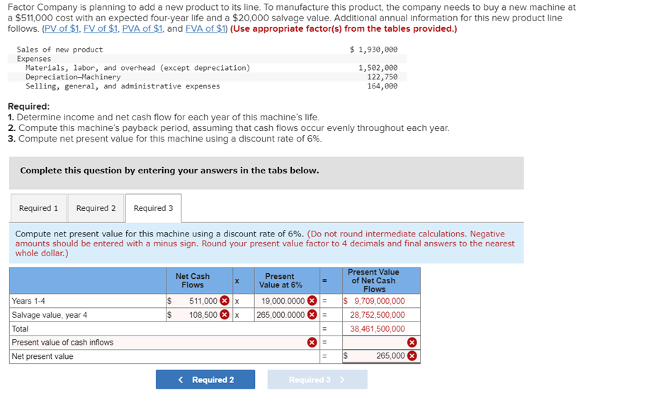 and FVA of \$1) (Use appropriate factor(s) from the tables provided.) Required: