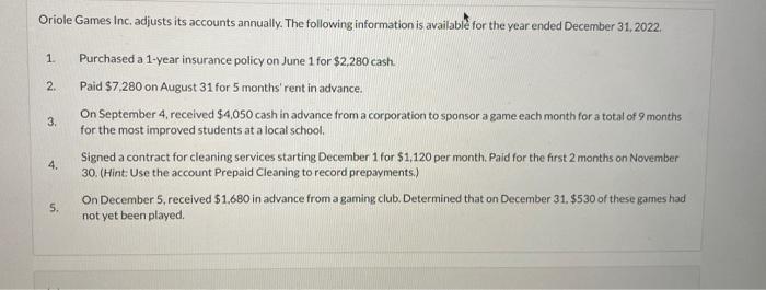 $7,280 on August 31 for 5 months' rent in advance. 3. On