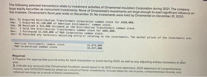 American Instruments' common stock. Sep. 30 Received a $16,800 dividend on the