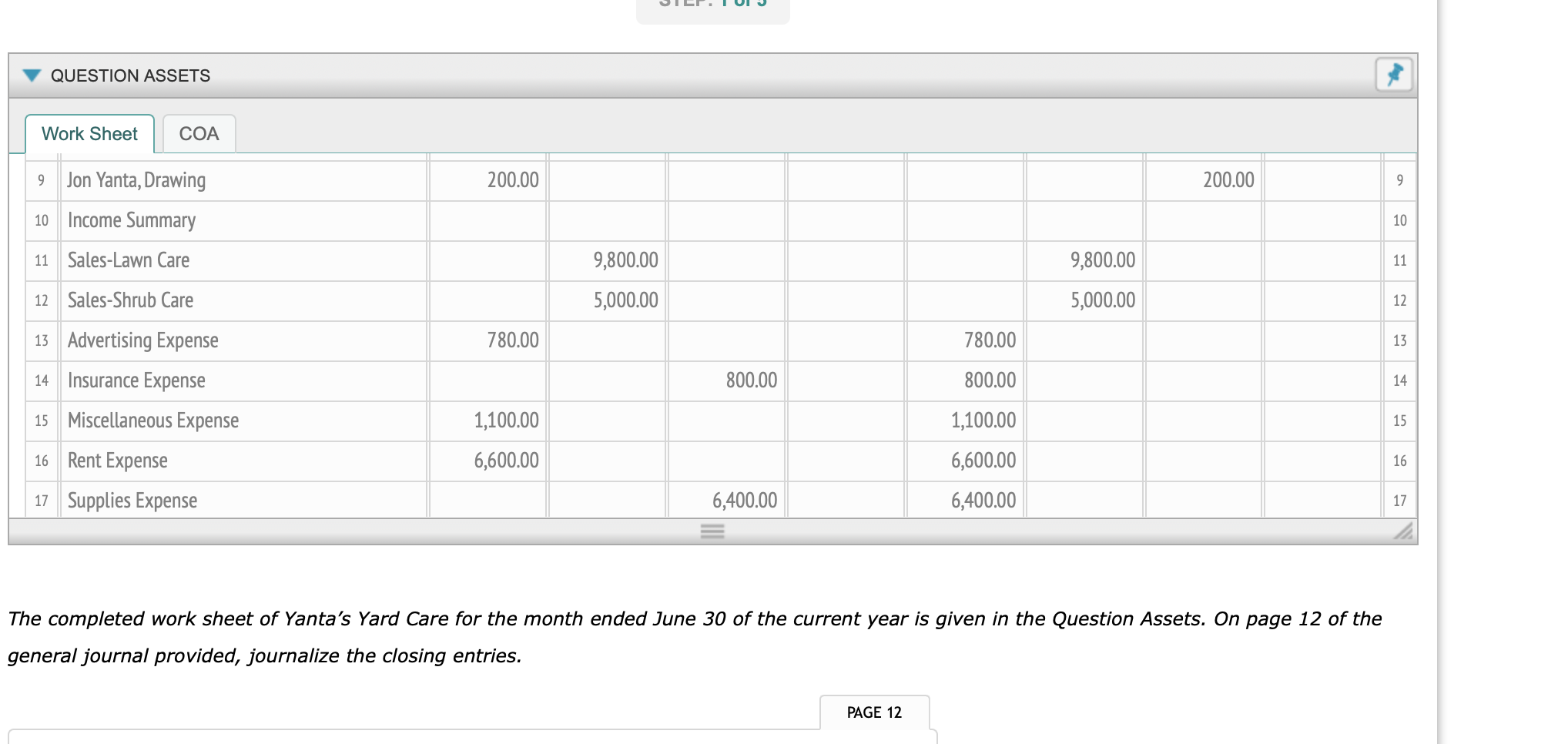 the month ended June 30 of the current year is given in