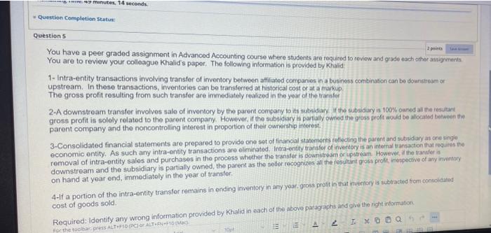 a peer graded assignment in Advanced Accounting course where students are required