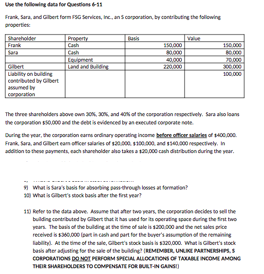  Please help with 9-11! Use the following data for Questions 6-11