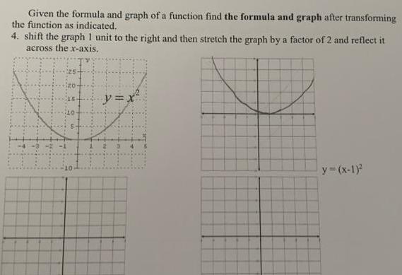  Given the formula and graph of a function find the formula