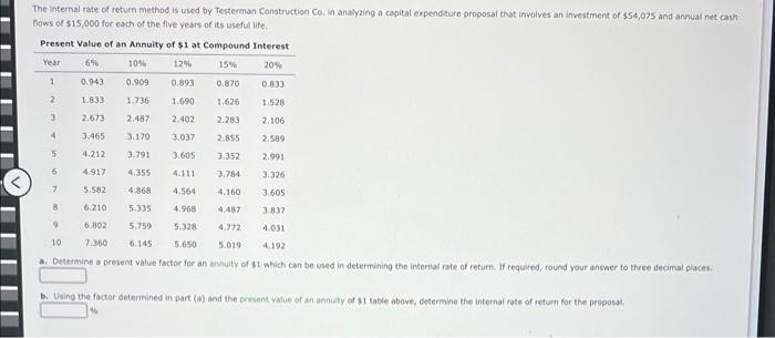 Co, in analyzing a copital expenditure proposal that involves an investment of