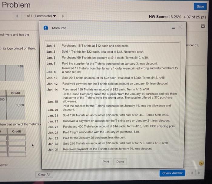  please help with Jan. 18 - Jan. 31 Problem Save 1