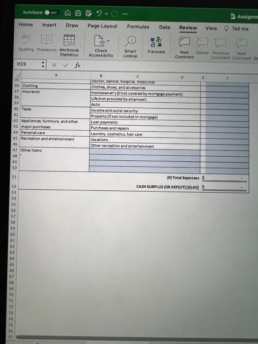 complete the income and expense statement using your monthly budget 3. complete