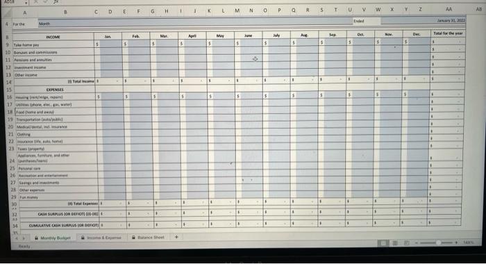 AND EXPENSE STATEMENT Month Ended January 31, 2022 $ Name: Name: Name