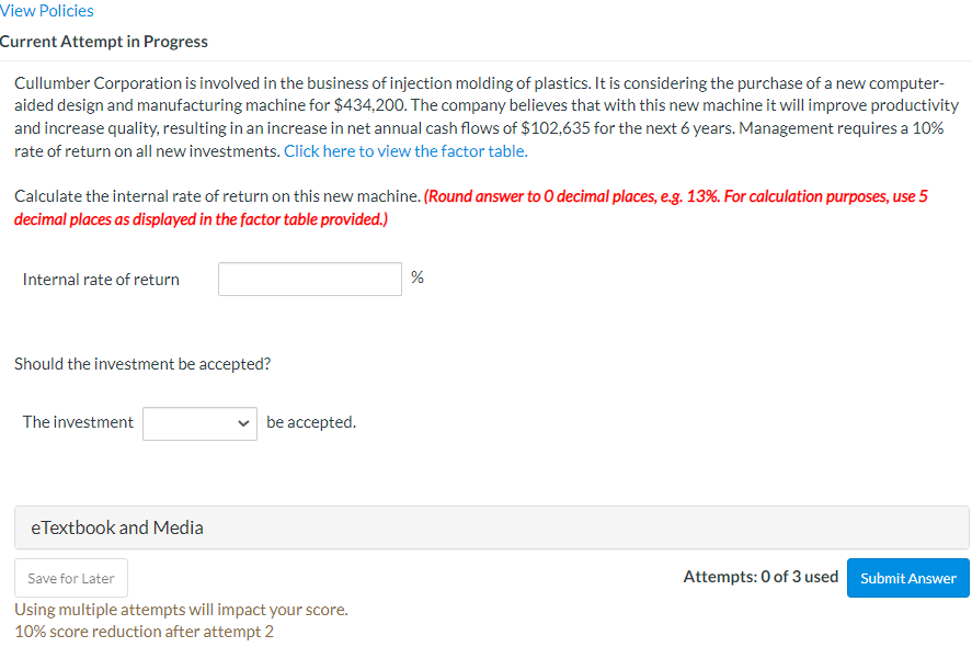  View Policies Current Attempt in Progress Cullumber Corporation is involved in