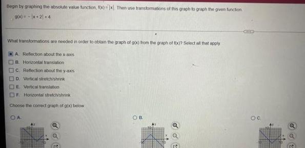  Begin by graphing the absolute value function 10x x Then use