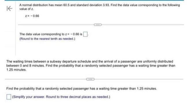 the data value corresponding to the following value of zz= -0.66The data