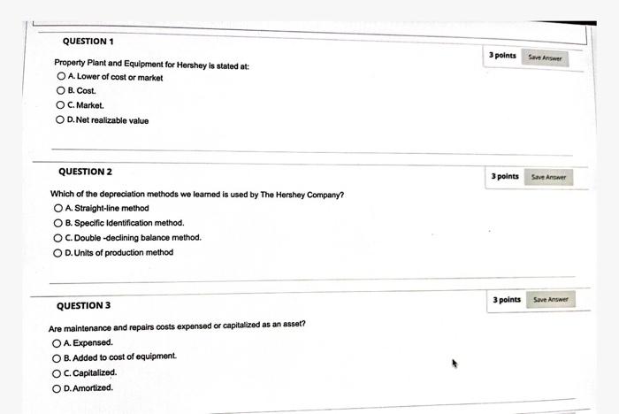 Test Information Description Read the following footnote for The Hershey Company and