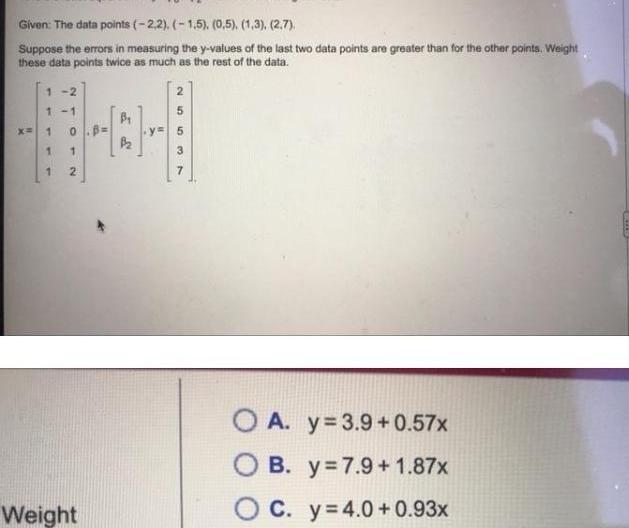 3 2 7 Suppose the errors in measuring the y values of
