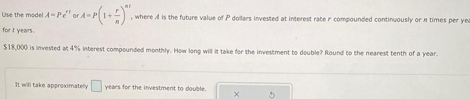 future value of P dollars invested at interest rate r compounded continuously