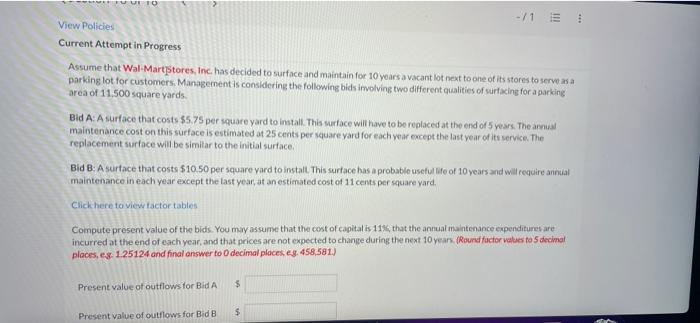  v U TO -/1 View Policies Current Attempt in Progress Assume