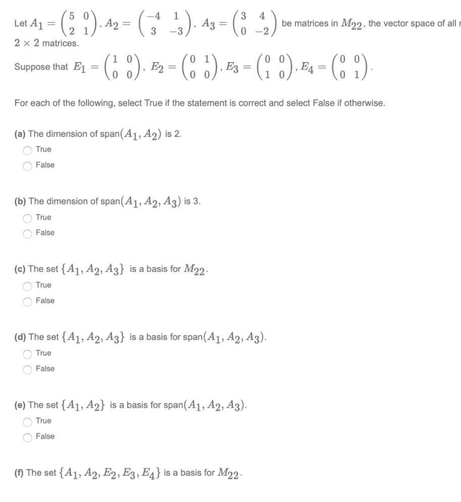  5 Let A1 9 42 2 2 x 2 matrices Suppose