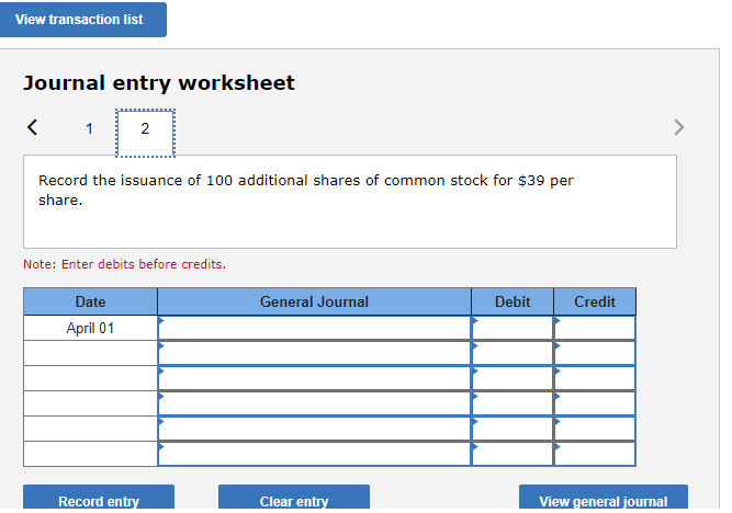 common stock for $39 per share. Exercise 10-3A Part 1 Required: 1.