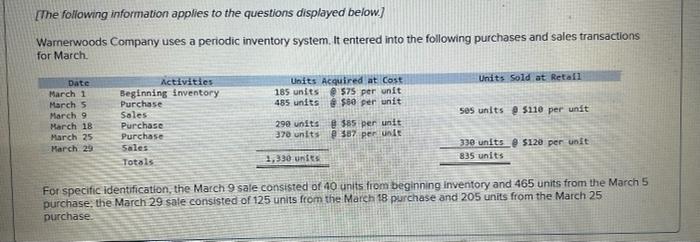 flows LO P1 [The following information applies to the questions displayed below]