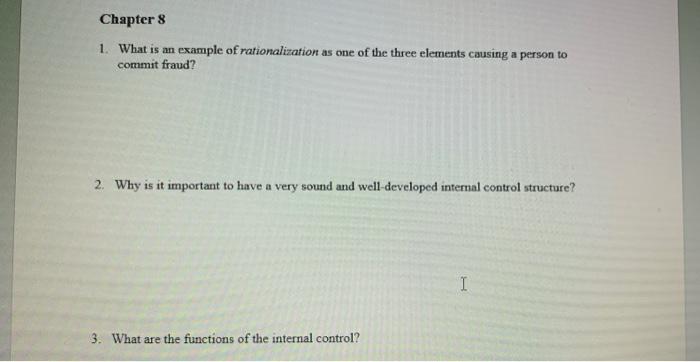  Need Help 1. What is an example of rationalization as one