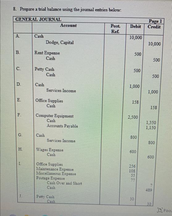 fund? Why? 6. What is the purpose of the bank reconciliation? 7.