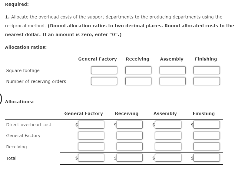 Reciprocal Method Eilers Company has two producing departments and two support