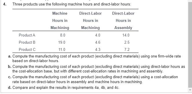 only cost-allocation base, but use different rates in machining and assembly, and