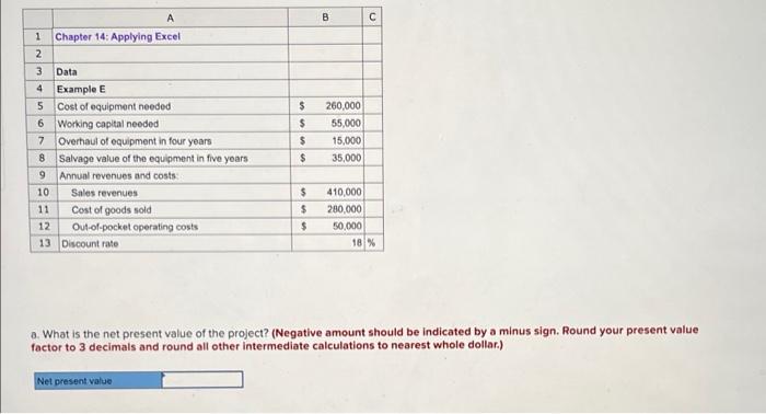  A B C 1 Chapter 14: Applying Excell 2 3 4