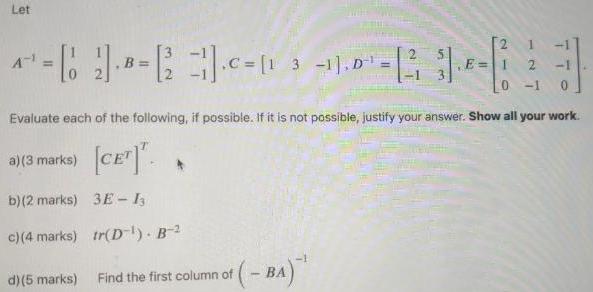 Let 4 1 2 B 2 C 113 1 D 3