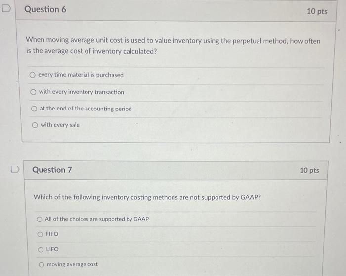 used to vakie inventory .. which of the following inventory costing methods