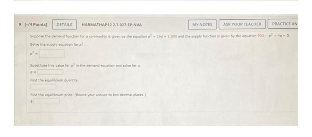  Suppose the demand function for a commodity is given by the