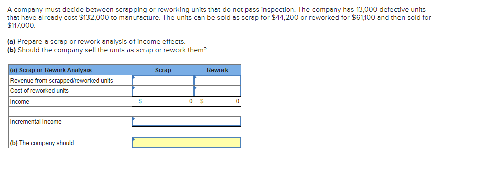 not pass inspection. The company has 13,000 defective units that have already