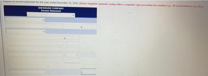 are taken from the financial statements of Sheridan Company for 2022. Retained