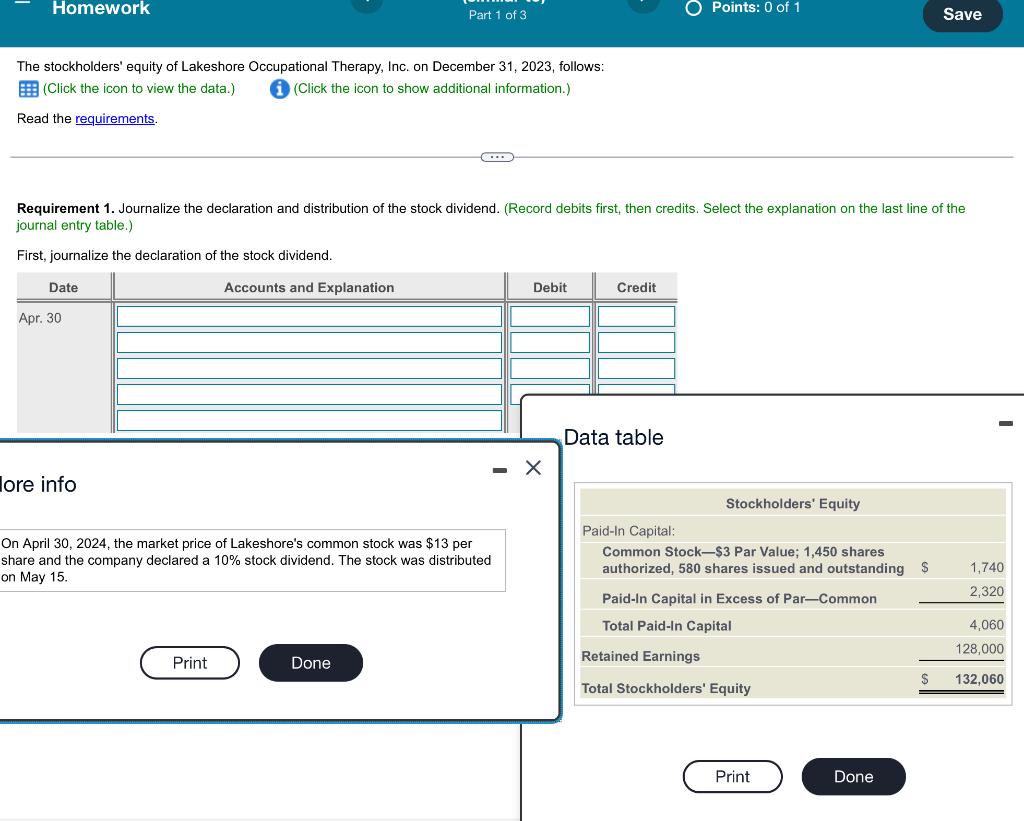  please answer all 3 parts Homework Part 1 of 3 O