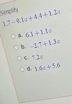 Simplify 1 7 0 1a 4 4 1 2a O a